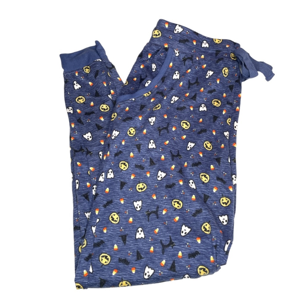 Jaclyn Smith Halloween Candy Corn Ghost Pumpkin Pajama Bottoms Denim Blue